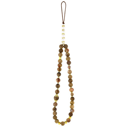 MagSafe tok Apple iPhone 17 Pro-hoz, Guess, 4G háromszög logó gyöngyös pánttal, barna