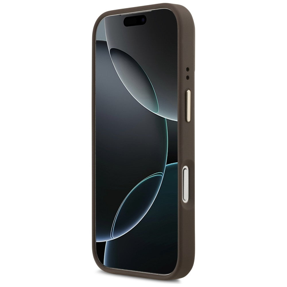 MagSafe tok Apple iPhone 17 Pro-hoz, Guess, 4G Triangle Logo kameratartóval, Aranybarna