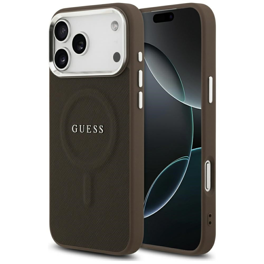 MagSafe tok Apple iPhone 17 Pro-hoz, Guess, Classic Logo, Barna
