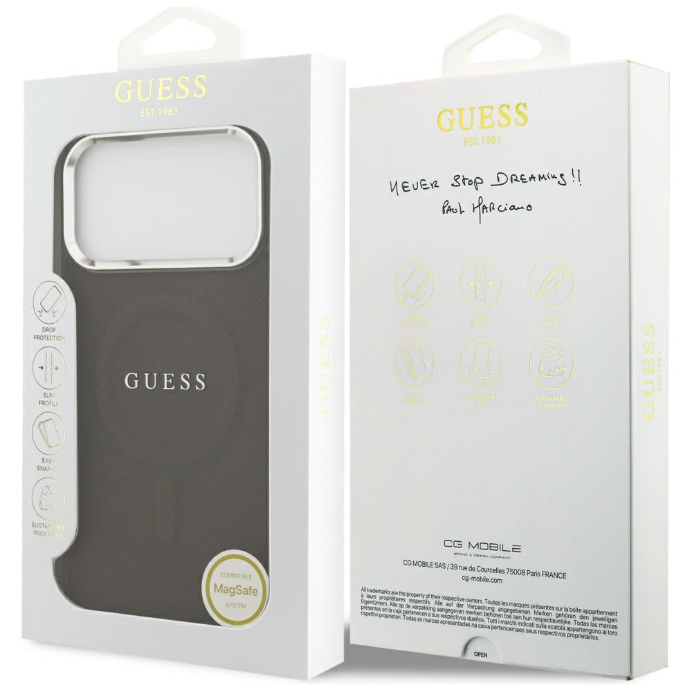 MagSafe tok Apple iPhone 17 Pro-hoz, Guess, Classic Logo, Barna