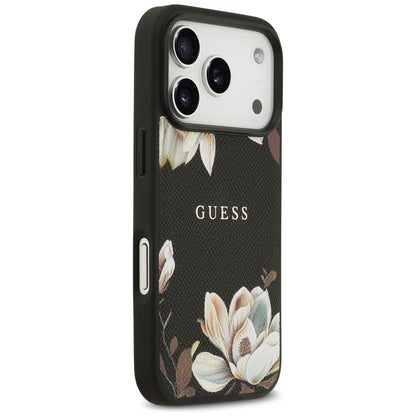 MagSafe tok Apple iPhone 17 Pro-hoz, Guess, Grained Flowers, Fekete