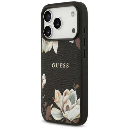 MagSafe tok Apple iPhone 17 Pro-hoz, Guess, Grained Flowers, Fekete