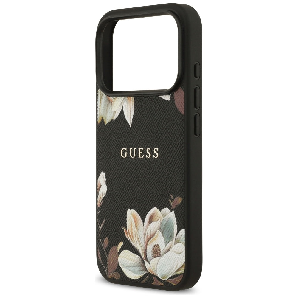 MagSafe tok Apple iPhone 17 Pro-hoz, Guess, Grained Flowers, Fekete
