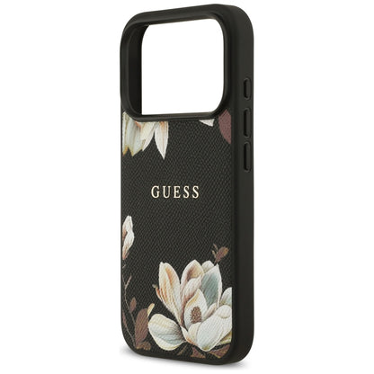MagSafe tok Apple iPhone 17 Pro-hoz, Guess, Grained Flowers, Fekete