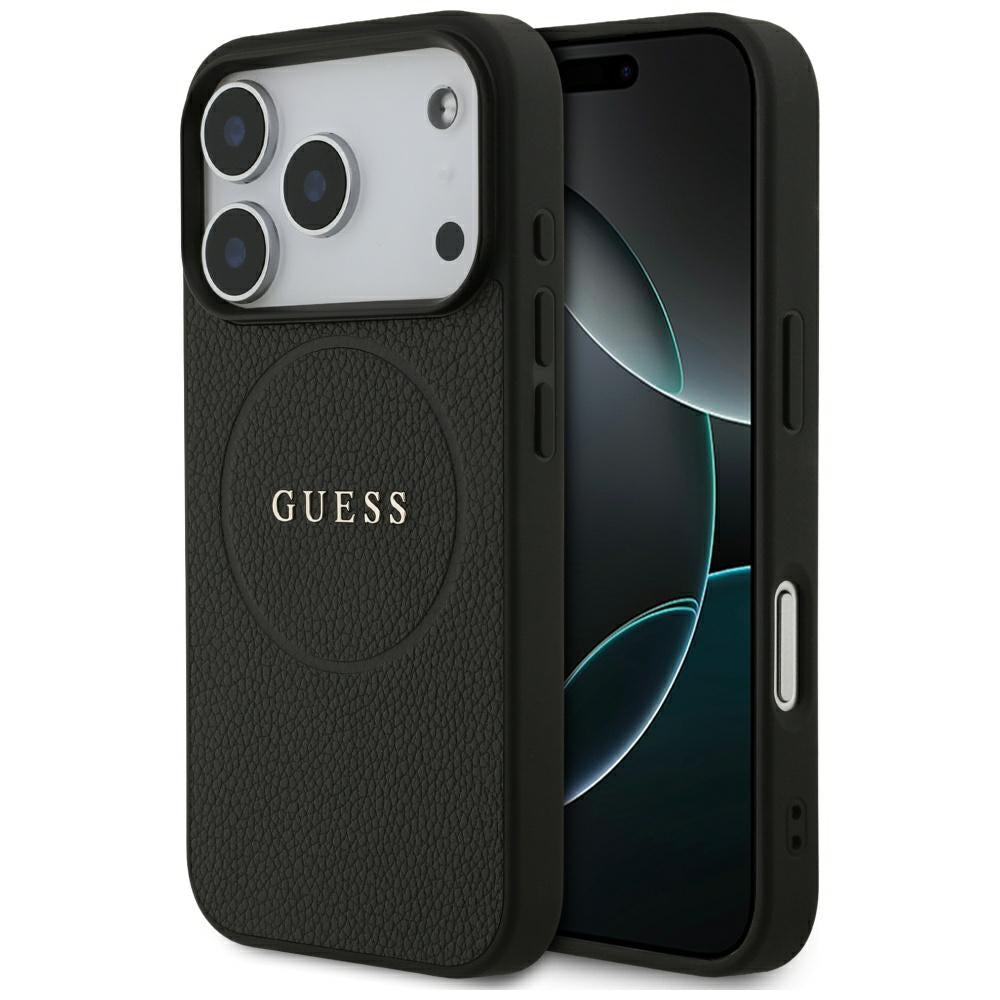 MagSafe tok Apple iPhone 17 Pro-hoz, Guess, Grained Gold Ring, Fekete