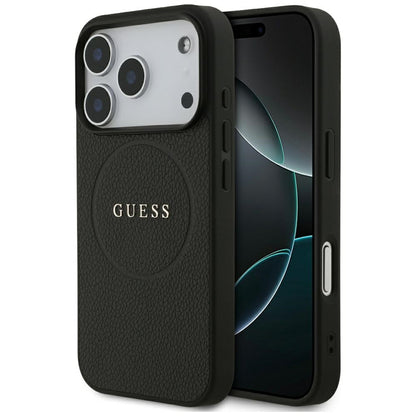 MagSafe tok Apple iPhone 17 Pro-hoz, Guess, Grained Gold Ring, Fekete