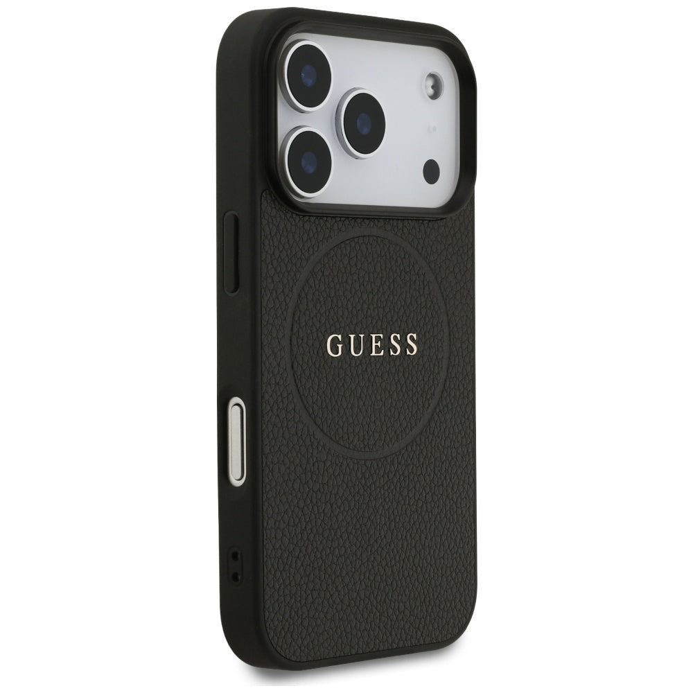 MagSafe tok Apple iPhone 17 Pro-hoz, Guess, Grained Gold Ring, Fekete