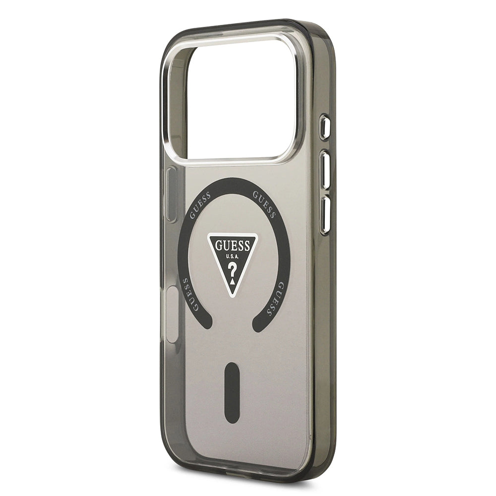MagSafe tok Apple iPhone 17 Pro-hoz, Guess, IML Gradient Triangle Logo, Fekete-Ezüst