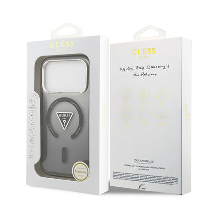 MagSafe tok Apple iPhone 17 Pro-hoz, Guess, IML Gradient Triangle Logo, Fekete-Ezüst