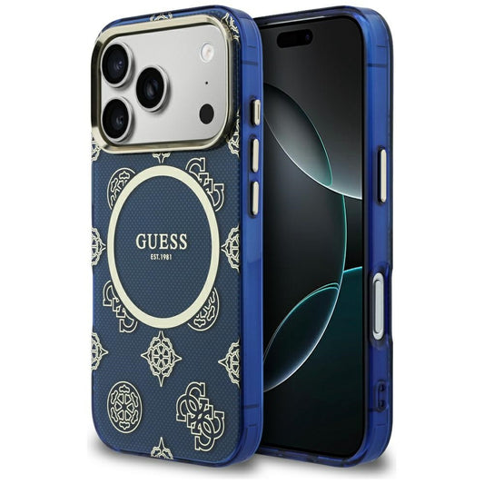 MagSafe Case for Apple iPhone 17 Pro, Guess, IML Peony Dot, Blue