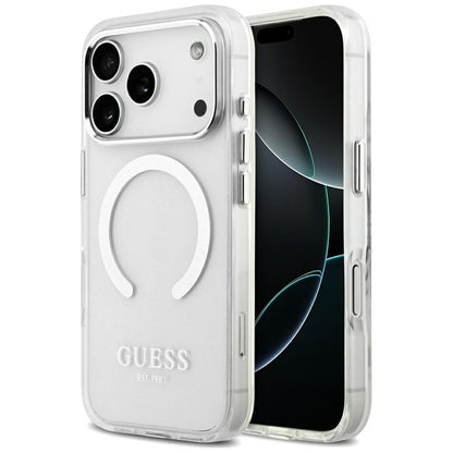 MagSafe tok Apple iPhone 17 Pro-hoz, Guess, Metal Outline, Ezüst