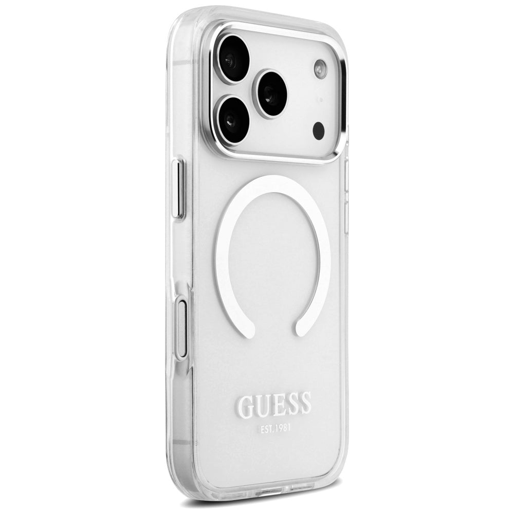 MagSafe tok Apple iPhone 17 Pro-hoz, Guess, Metal Outline, Ezüst