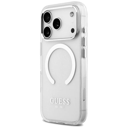MagSafe tok Apple iPhone 17 Pro-hoz, Guess, Metal Outline, Ezüst