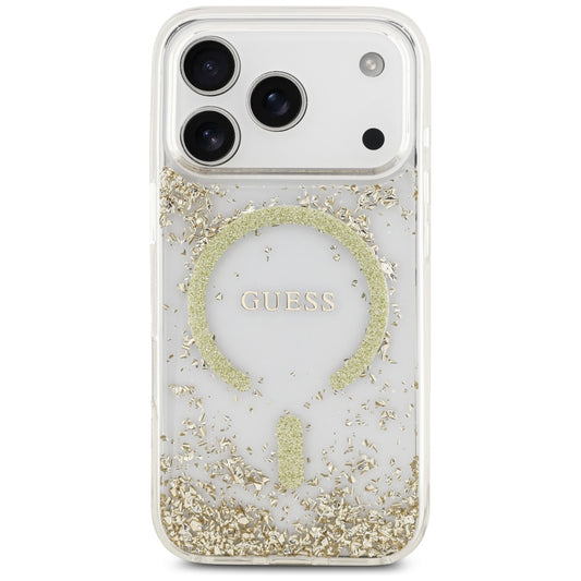MagSafe tok Apple iPhone 17 Pro-hoz, Guess, Resin Bottom Glitter, Arany