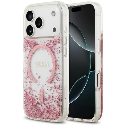 MagSafe tok Apple iPhone 17 Pro-hoz, Guess, Resin Bottom Glitter, Rózsaszín
