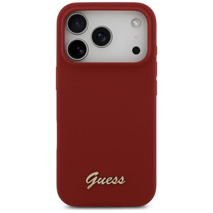MagSafe tok Apple iPhone 17 Pro-hoz, Guess, Script Metal Logo, Rózsaszín