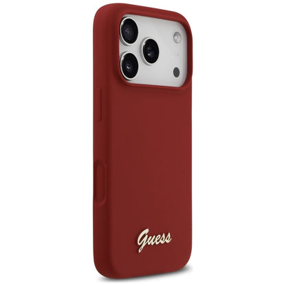 MagSafe tok Apple iPhone 17 Pro-hoz, Guess, Script Metal Logo, Rózsaszín