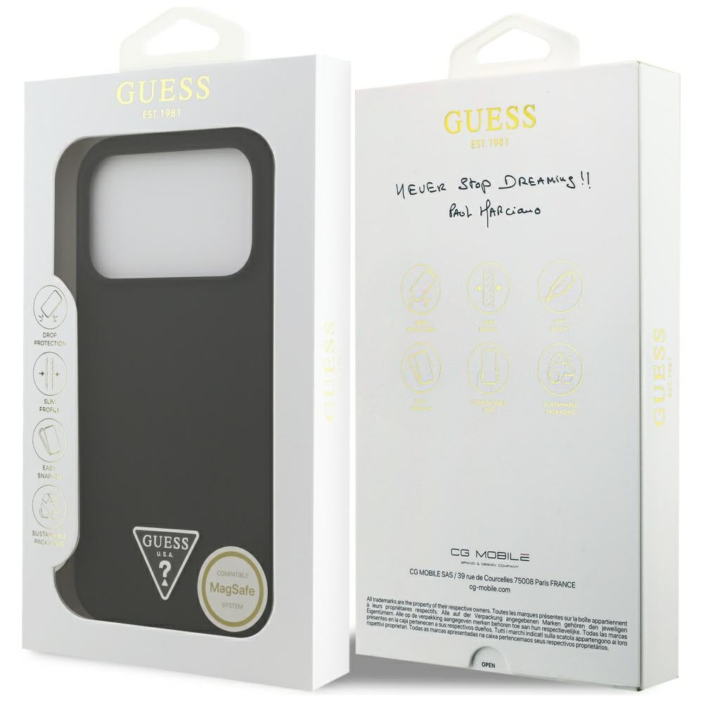 MagSafe tok Apple iPhone 17 Pro-hoz, Guess, Triangle Logo, Fekete