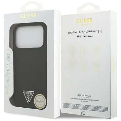 MagSafe tok Apple iPhone 17 Pro-hoz, Guess, Triangle Logo, Fekete