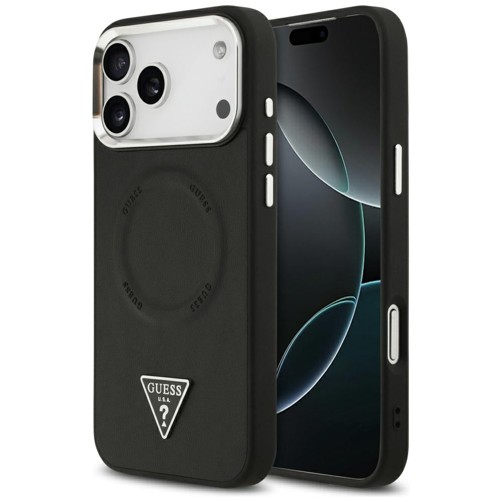 MagSafe tok Apple iPhone 17 Pro-hoz, Guess, Triangle Logo, Fekete-Ezüst