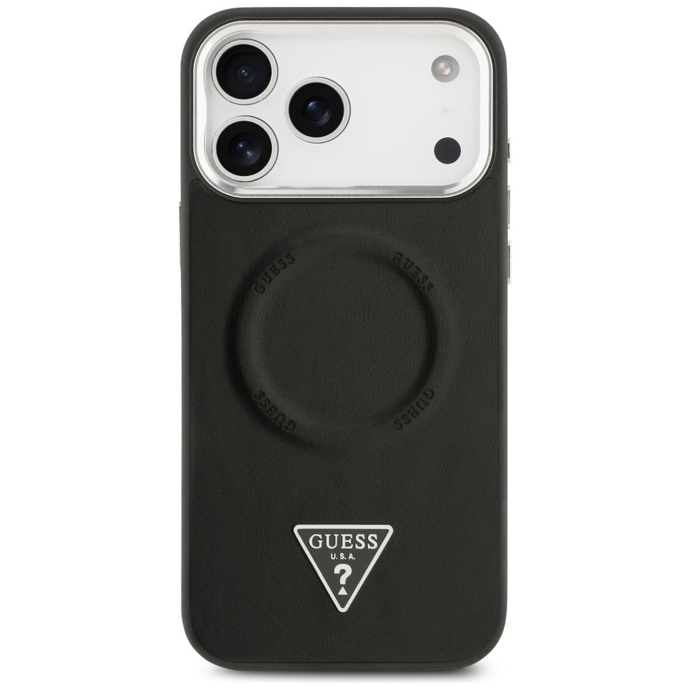 MagSafe tok Apple iPhone 17 Pro-hoz, Guess, Triangle Logo, Fekete-Ezüst