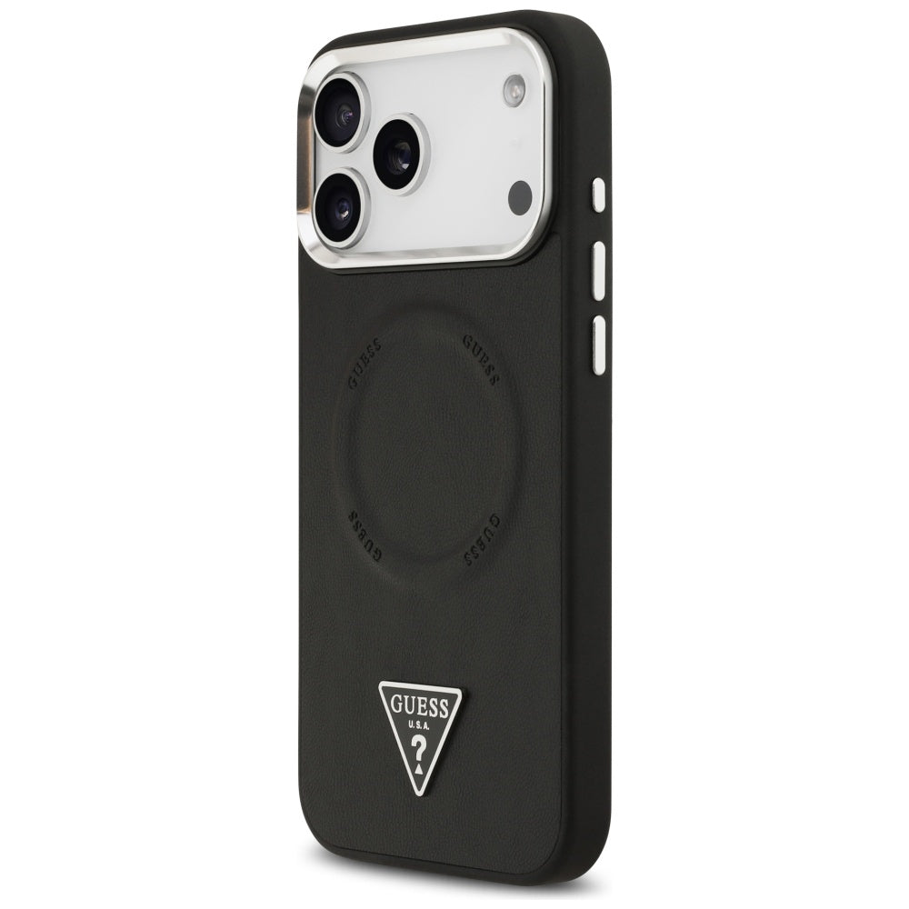 MagSafe tok Apple iPhone 17 Pro-hoz, Guess, Triangle Logo, Fekete-Ezüst
