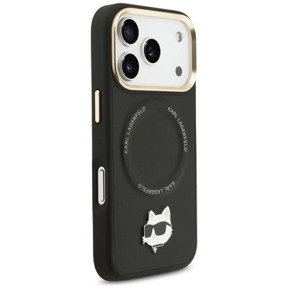 MagSafe tok Apple iPhone 17 Pro-hoz, Karl Lagerfeld, Big Strap Choupette Metal Logo, Fekete