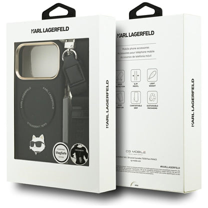 MagSafe tok Apple iPhone 17 Pro-hoz, Karl Lagerfeld, Big Strap Choupette Metal Logo, Fekete