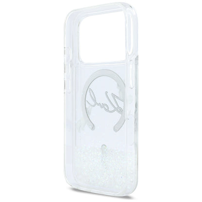 MagSafe Case for Apple iPhone 17 Pro, Karl Lagerfeld, Glitter Karl Script Logo, Transparent