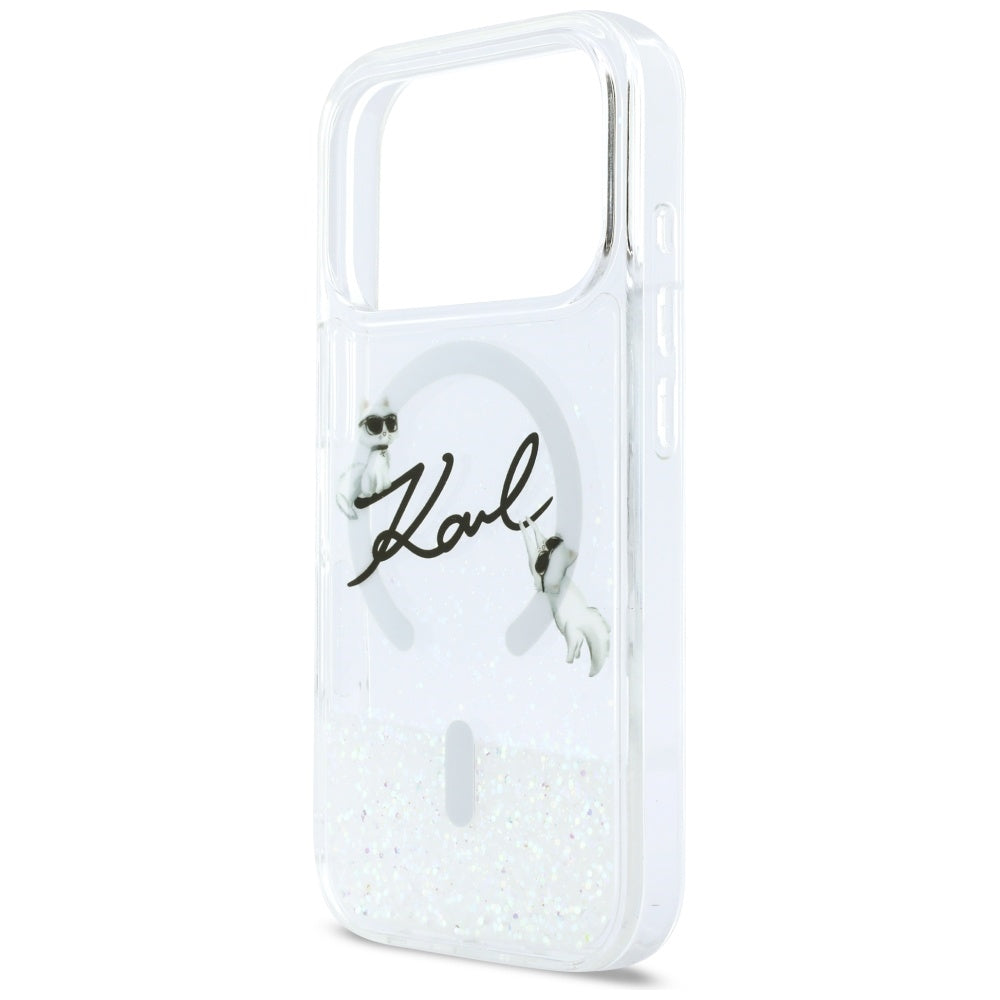 MagSafe Case for Apple iPhone 17 Pro, Karl Lagerfeld, Glitter Karl Script Logo, Transparent