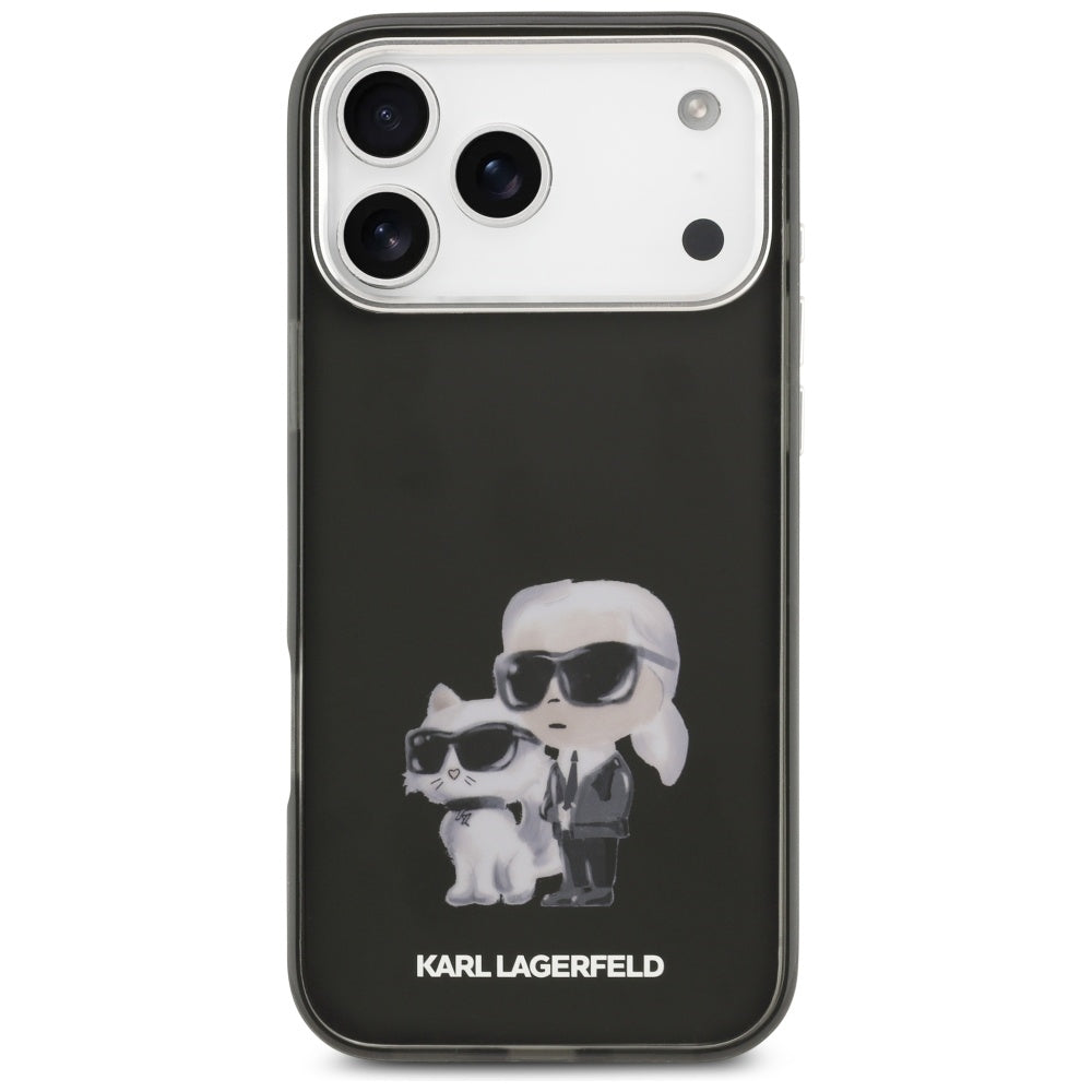 MagSafe tok Apple iPhone 17 Pro-hoz, Karl Lagerfeld, IML Aquarelle Logo Karl & Choupette, Fekete