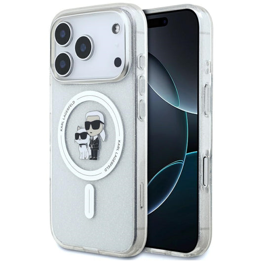 MagSafe tok Apple iPhone 17 Pro-hoz, Karl Lagerfeld, IML Glitter Karl & Choupette, Átlátszó