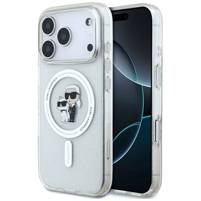 MagSafe tok Apple iPhone 17 Pro-hoz, Karl Lagerfeld, IML Glitter Karl & Choupette, Átlátszó