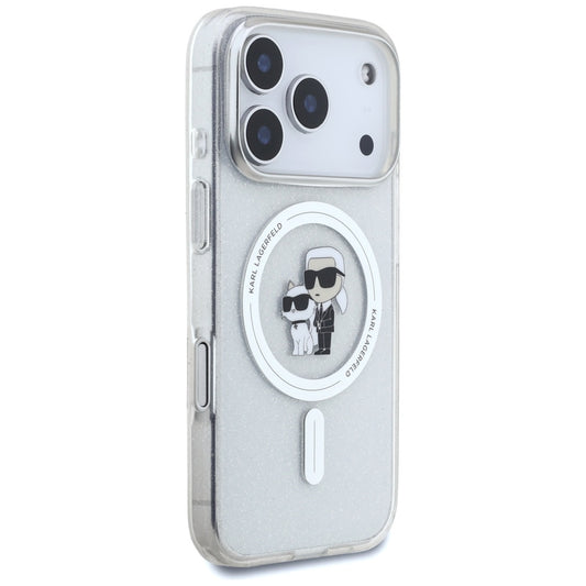 MagSafe tok Apple iPhone 17 Pro-hoz, Karl Lagerfeld, IML Glitter Karl & Choupette, Átlátszó