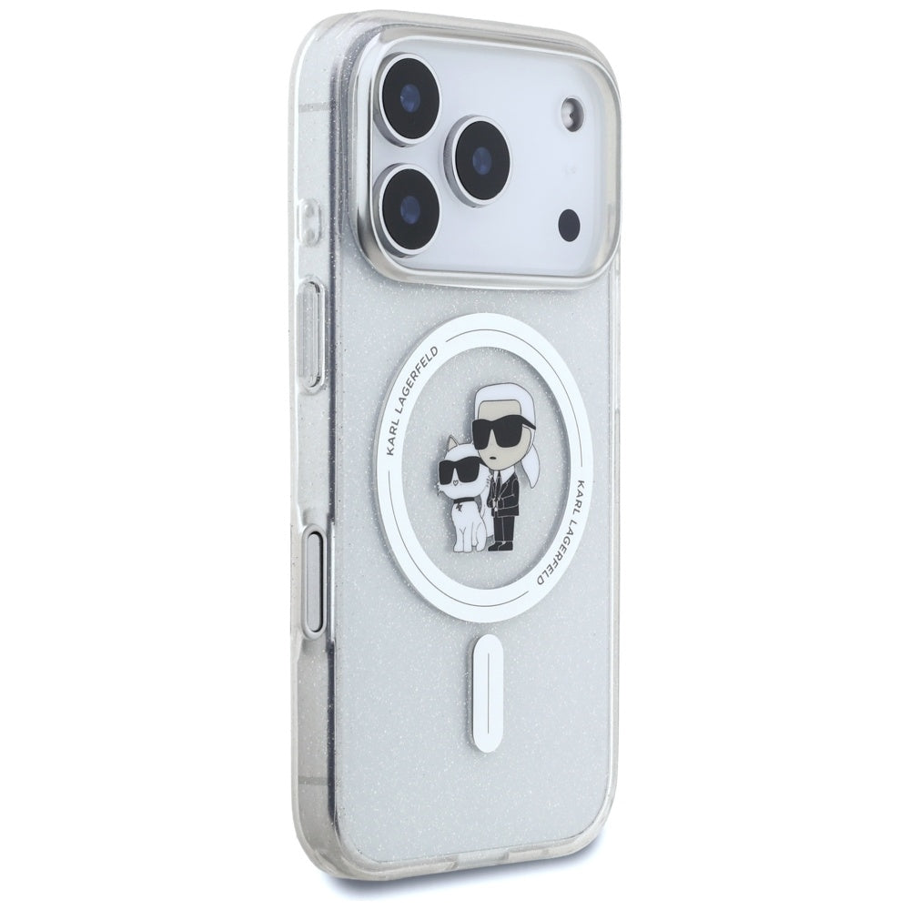 MagSafe tok Apple iPhone 17 Pro-hoz, Karl Lagerfeld, IML Glitter Karl & Choupette, Átlátszó