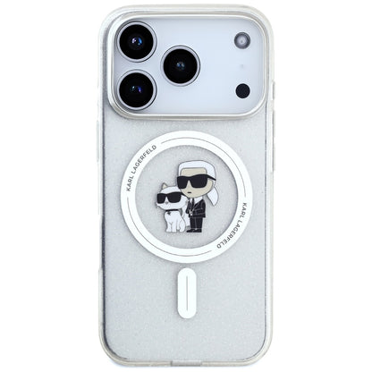 MagSafe tok Apple iPhone 17 Pro-hoz, Karl Lagerfeld, IML Glitter Karl & Choupette, Átlátszó