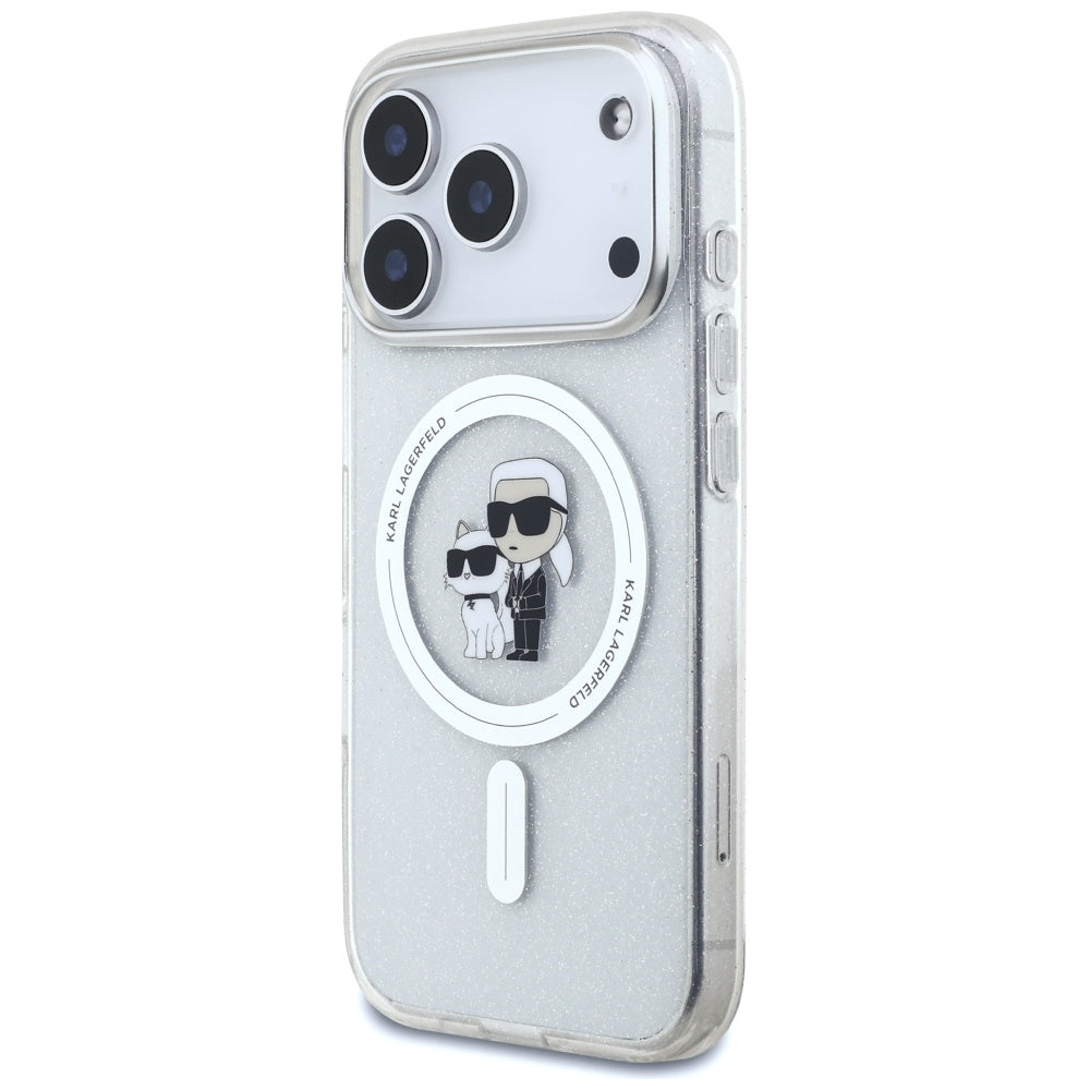 MagSafe tok Apple iPhone 17 Pro-hoz, Karl Lagerfeld, IML Glitter Karl & Choupette, Átlátszó