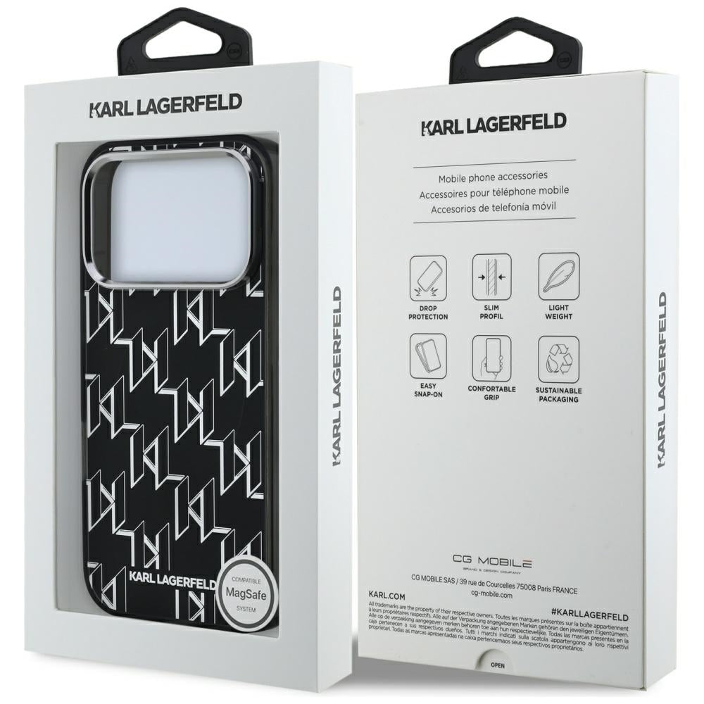 MagSafe tok Apple iPhone 17 Pro-hoz, Karl Lagerfeld, IML KL Monogram, Fekete