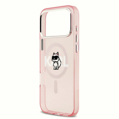 MagSafe Case for Apple iPhone 17 Pro, Karl Lagerfeld, IML Sketch Logo Choupette, Pink