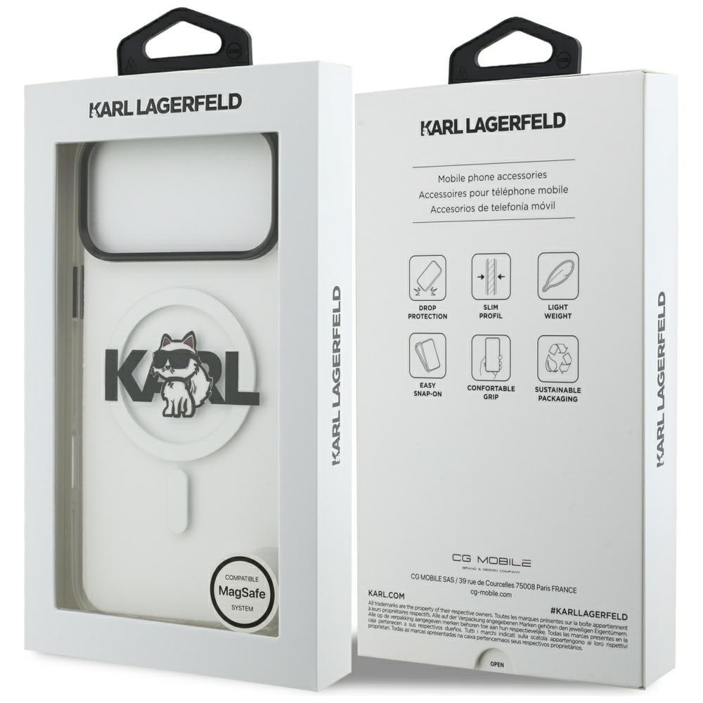 MagSafe tok Apple iPhone 17 Pro-hoz, Karl Lagerfeld, IML Sketch Logo Choupette, Átlátszó