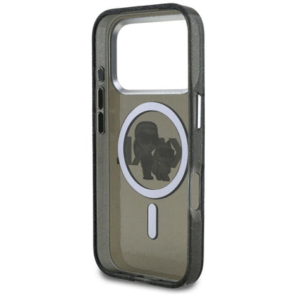 MagSafe tok Apple iPhone 17 Pro-hoz, Karl Lagerfeld, IML Sketch Logo Glitter Karl & Choupette, Fekete