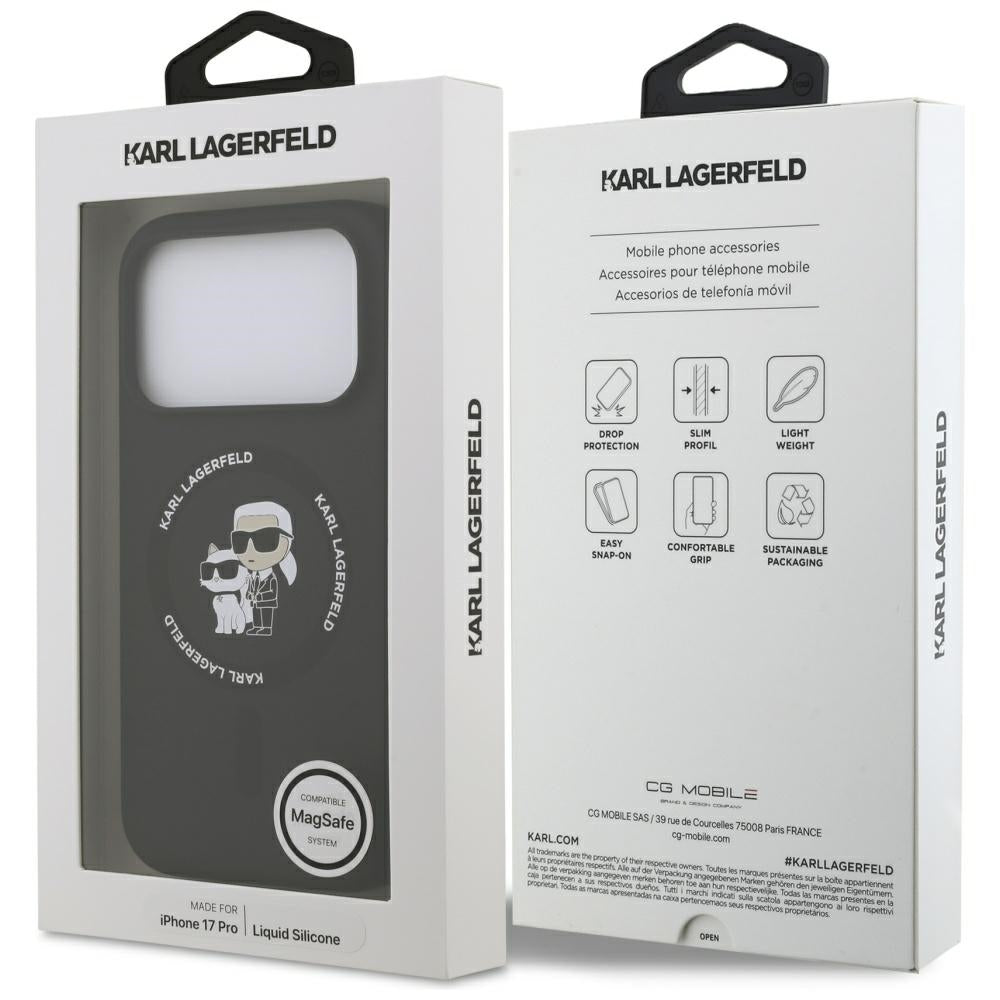 MagSafe tok Apple iPhone 17 Pro-hoz, Karl Lagerfeld, Ring Karl & Choupette, Fekete