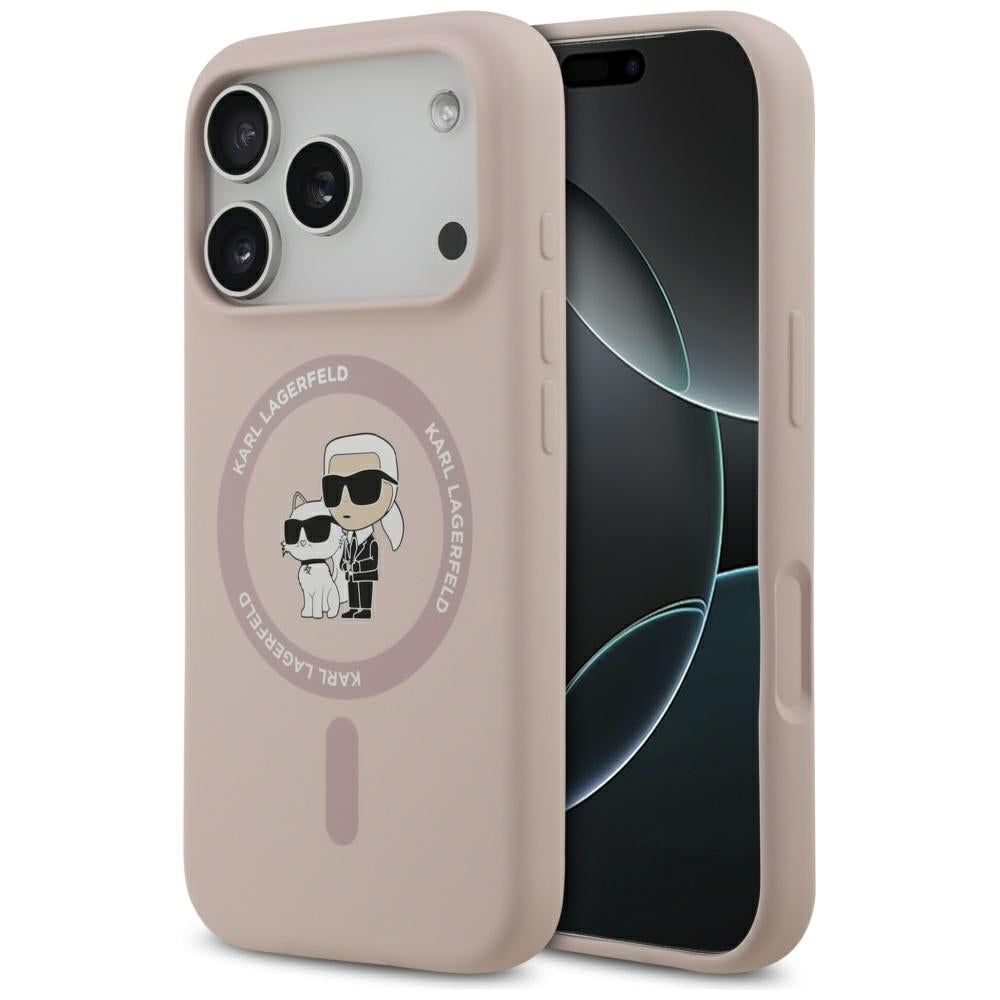 MagSafe tok Apple iPhone 17 Pro-hoz, Karl Lagerfeld, Ring Karl & Choupette, Rózsaszín