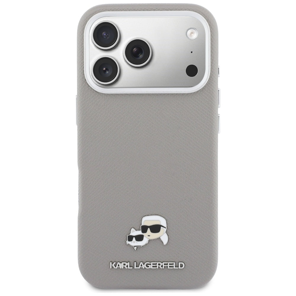 MagSafe tok Apple iPhone 17 Pro-hoz, Karl Lagerfeld, Saffiano Karl & Choupette Pins, Szürke