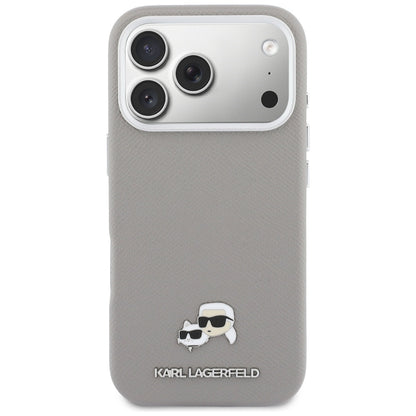MagSafe tok Apple iPhone 17 Pro-hoz, Karl Lagerfeld, Saffiano Karl & Choupette Pins, Szürke