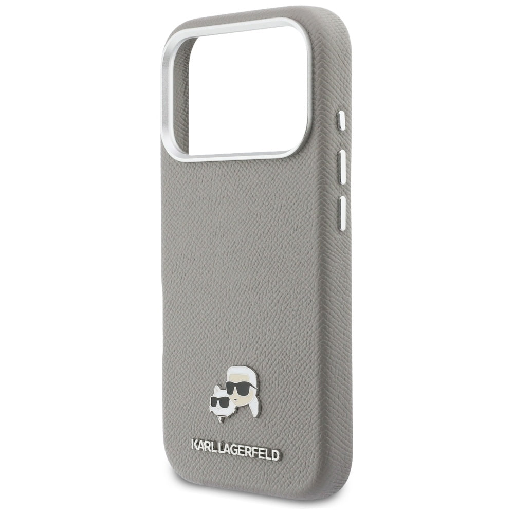 MagSafe tok Apple iPhone 17 Pro-hoz, Karl Lagerfeld, Saffiano Karl & Choupette Pins, Szürke