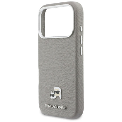 MagSafe tok Apple iPhone 17 Pro-hoz, Karl Lagerfeld, Saffiano Karl & Choupette Pins, Szürke