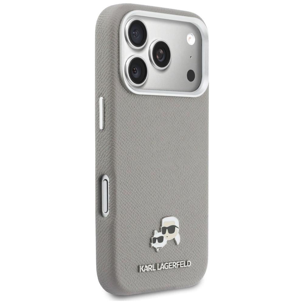 MagSafe tok Apple iPhone 17 Pro-hoz, Karl Lagerfeld, Saffiano Karl & Choupette Pins, Szürke