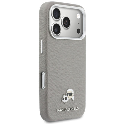 MagSafe tok Apple iPhone 17 Pro-hoz, Karl Lagerfeld, Saffiano Karl & Choupette Pins, Szürke