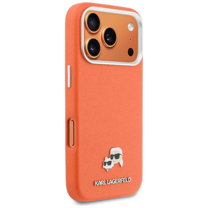 MagSafe tok Apple iPhone 17 Pro-hoz, Karl Lagerfeld, Saffiano Karl & Choupette Pins, Narancssárga